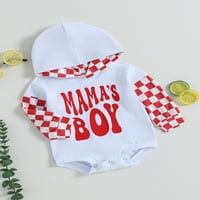 Wassery baby Boys Romper vrhovi dojenčad s dugim rukavima Pismo Ispis Plaidni patchwork s kapuljačom