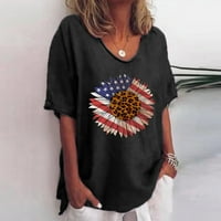Ženski bluze okrugli dekolte casual bluza tiskane ženske plus majice kratki rukav ljetni vrhovi crne