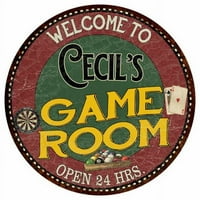 Cecil's Game Room 14 Okrugli metalni znak Bar Kuhinja Crveni zid Decor 100140032138