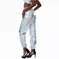 Kayannuo pantalone za žene Trendy ponude Ženski modni holografski ulični klub cool sjajne kauzalne hlače bijele boje