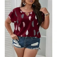 Žene plus veličine V-izreznog perama Majica Summer Casual Labava bluza majica