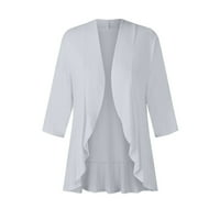 MLQIDK White Cardigan za žene plus veličine cvjetni print casual cardigan labav fit draped ruffles rukave