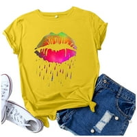 Majice za žene Moda Šarena usna Ispis kratkih rukava O-izret Ležerne majice Bluze na vrhu