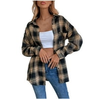 Ženske plaćene majice Trendi jesen casual džepovi dugih rukava srednja duljina tanka jakna kaput bluza