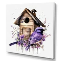 Art DesimanArt Purple Lavanda Birdhouse I Cvjetni zidni dekor lavande u.