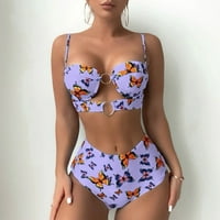 Ženska modna tiskana ljetna plaža Split High Squik kupaći kostim bikini dva odijela
