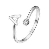 Lroplie prstenovi za žene Djevojke sposobno postavljene srebrne uvodne slova s ​​dijamantskim podesivim