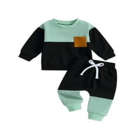 Wassery Toddler Baby Boys Fall Outfits Kontrast boja Duge rukave dugih rukava + Elastična struka Dukset