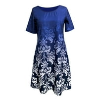 Ženska ležerna ljetna majica haljina haljina s kratkim rukavima za žene plavo m