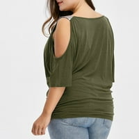 Betiyuaoe ženski Ljetni vrhovi ramena labava casual majica kratkih rukava bluza plus veličine Žene vježbe za žene hladno
