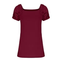 Žene Ljetni kratki rukav ruff ruff ruff kvadratni vrat Ležerne prilike labave majice vrhovi i bluze