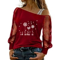 Sayhi Women Fashion Top majica D Andelion tiskane mreže dugih rukava čipkala elegantna hladna bluza