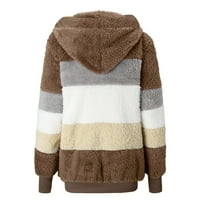 Kaputi za žene Fuzzy Zip up duksevi kaput boje blok džemperi Sherpa jakne jeseni zimsku casual toplu