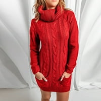 Ženska haljina Ženska turtleneck dugih rukava Ležerni kabel Klintni klinčići džemper haljina meke zimske