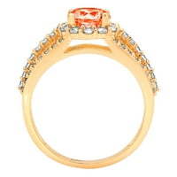 1.76ct okrugli rez Crveni simulirani dijamant 18k žuti zlatni gravirajući izjavu bridalne godišnjice