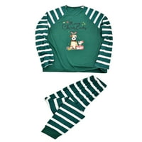 Porodični božićni pidžami setovi zeleni pas tiskarskih vrhova i prugaste hlače koje odgovaraju setu