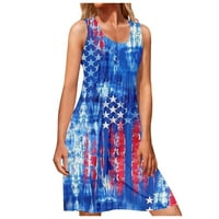 Ženska ljetna casual haljina 4. srpnja Američka zastava bez rukava bez rukava Duljina koljena