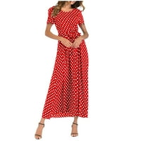 Hanas vrhovi modni ženski ljetni okrugli vrat casual modni ispisani pulover haljina crvena s