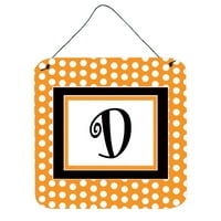 Carolines Treasures CJ1033-DDS slovo D Početni monogram - Narančasti Polkadots zidni ili vrata za viseće