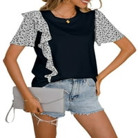 Beiwei žene labave leopard tiskane majice Crew vrat casual tee bluza s kratkim rukavima
