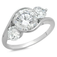 3. CT okrugli rez originalni kultivirani dijamant si1-si g-h 18k bijelo zlato Tro-kamena Obećaj vjenčanja