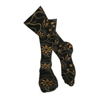 Zlatni cvjetni uzorak do koljena visoke čarape za toplu za mlaze Antislip zimske zadebljane čarape za