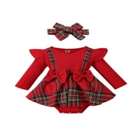 Lieramram mjeseci novorođenče dječje djevojčice odjeća novorođenčad crveno plaćeno romper haljina ruffle