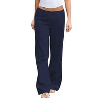 Eguiwyn ženske pamučne posteljine hlače za žene Ljeto nacrtavanje elastičnih bočnih džepova visokih