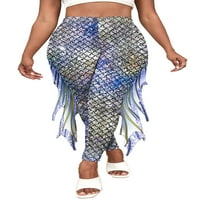 Ženske sirene tajice 3D ispisane riblje hlače Zabava vježbanje vještava Hlače visoke struk joga tajice