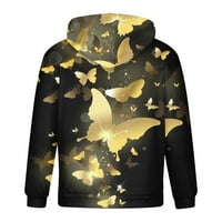 Safuny Muška dukserica džepa Spring Holiday Cvjetni leptir tiskani modni trendi pulover dugih rukava