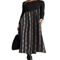 Groanylook Žene Retro ljuljačke Maxi haljine Vintage Dugi rukav Haljina za odmor Ruched Style L XL