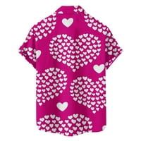 Muška majica za posteljinu Valentinovo Ispiši casual majica Turedown ovratnik kratkih rukava bluza