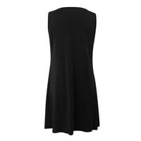 Pedort ženske ljetne casual boho haljina kratki rukav puni kolor rufffle haljine kratkih rukava crna,