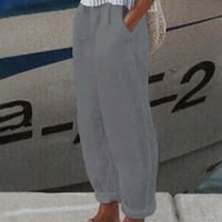 TUPHREGYOW ženske pamučne pantalone čišćenje prozračne čvrste klasične hlače sa širokim širinim pantalonama