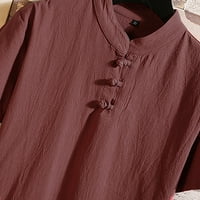 Hanas muške muške pamučne posteljine set pune boje majica s kratkim rukavima velike veličine casual