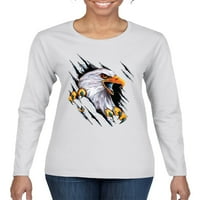 Torn Ripped Eagle kandže životinjski ljubavnik Žene grafičke majice dugih rukava, bijela, srednja