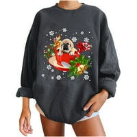 Ženski vrhovi zimski božićni pas klasični pulover za ispis labavog dukserica Hot6SL870145