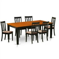 Istočni West Namještaj QUAN7-BCH-C Microtiber blagovaonica - stol sa čvrstim stolicama, crno-cherry