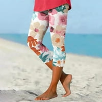 Utoimkio Clearence Capri pantalone za ženske ljetne casual elastične struke ispisane hlače na plaži