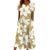 Haljine za žene Ljetna haljina za žene Ležerne prilike tiskane s kratkim rukavima s kratkim rukavima