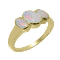 Britanci izrađeni čvrsti 9K žuti zlatni prsten sa prirodnim prstenom za angažman Opal Women - veličine