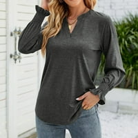 Ketyyh-Chn ženski pad na vrhu Ležerne majice Bluze sa zatvaračem Žene Polo majice Tamno siva, XL