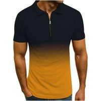 Qiaocaety Muškarci Ljetni modni casual pulover patentni zatvarač navratnik Slim Fit gradijentni košulje