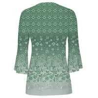 Majice za rukav za žene V-izrez Print casual proljeće ljeto obrezane tenkove za žene na klirensu zelene