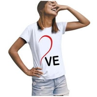 Majica s dugim rukavima meka majica za žene Valentinovo, majica s rukavima, pismo na kratkim danom tiskana
