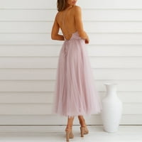 Ženski ljetni otvor natrag V-izrez Učinkovite mrežice Flowing haljina A-Line haljina od pune boje