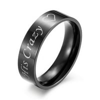 Podudarni prsten para, njegov lud ili njen čudak gravirajući vjenčani bend od nehrđajućeg čelika, za