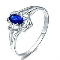 Solitaire 8x ovalni rez pristupačan 1. Carat Blue Sapphire i moissanite dijamantni zaručni prsten u 10k bijelo zlato
