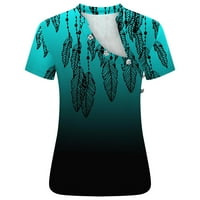Plus veličine T majice za žene Ljeto Ombre Tie Dye cvjetni kosi tipke V izrez kratki rukav ljetni vrhovi