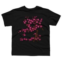 Cherry cvjetovi dječaci crni grafički tee - dizajn od strane ljudi xl